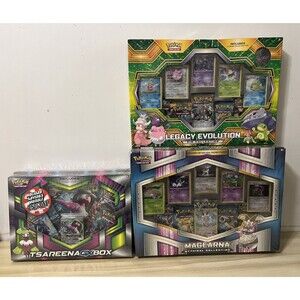 5 New Pokemon Collection Boxes 2 Mythical boxes, 2 GX boxes, 1 Legacy Evolution